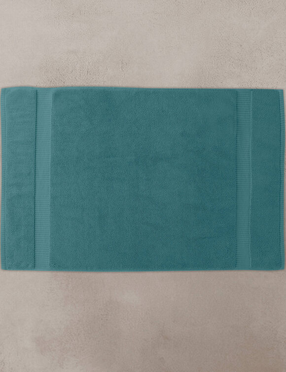 Tapis de bain &eacute;ponge liteau reli&eacute;f&eacute; confort premium (bleu gris&eacute;)
