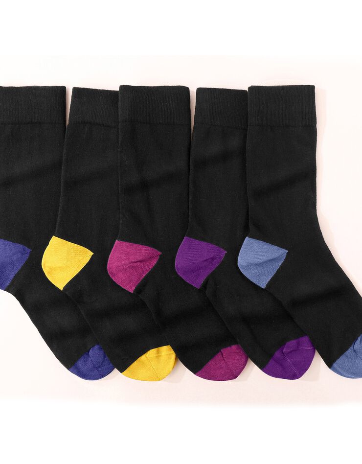 Mi-chaussettes fantaisie - lot de 5 paires (noir)