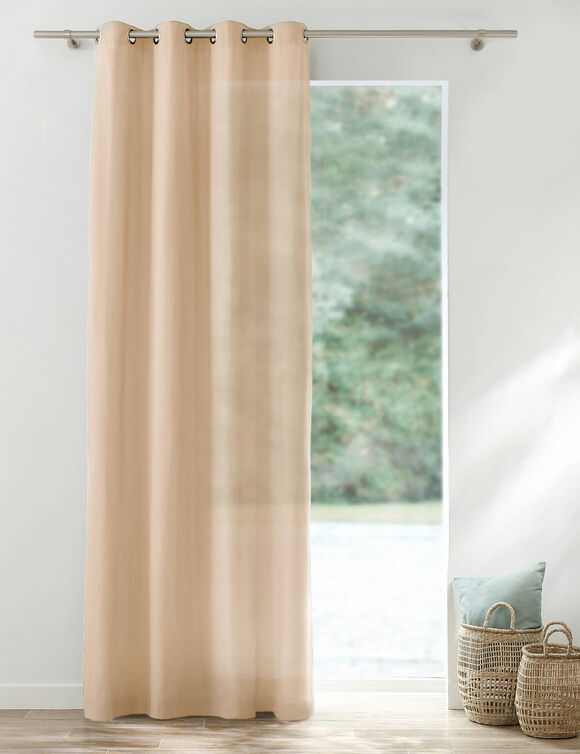 Rideau bachette uni tamisant oeillets (écru)
