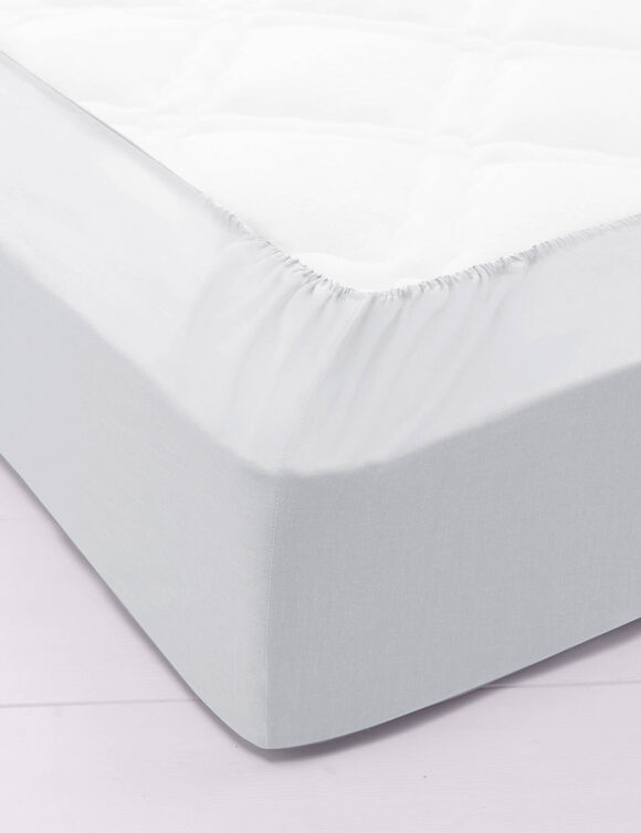 Drap-housse uni polyester - coton bonnet 32 cm (blanc)