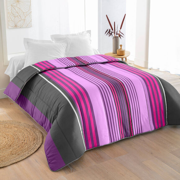 Couette coton imprimée Detroit 400 g/m² (prune)