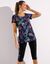 Tee-shirt en coton stretch imprimé - manches courtes (noir / violine)