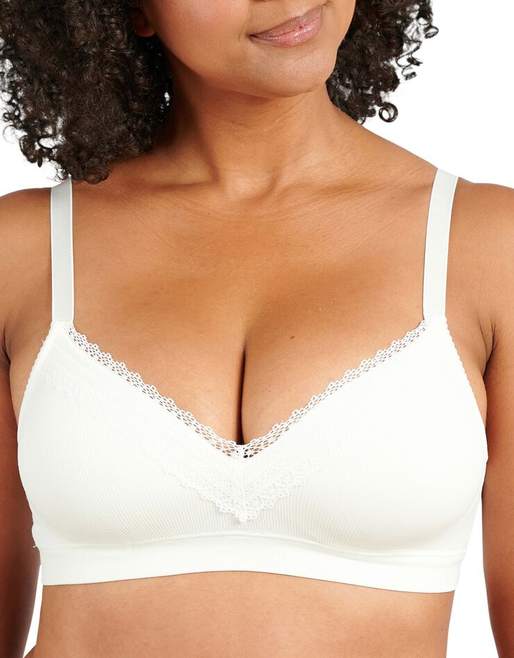 Soutien-gorge "Agathe" en microfibre et dentelle unies - sans armatures (ivoire) Soutien-gorge "Agathe" en microfibre et dentelle unies - sans armatures (ivoire)