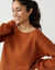 Pull col bateau &agrave; manches blousantes, maille anglaise (caramel)