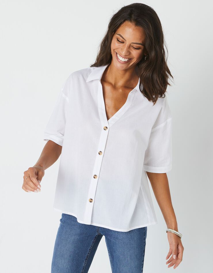 Chemise manches coudes unie, spécial petites (blanc) Chemise manches coudes unie, spécial petites (blanc)