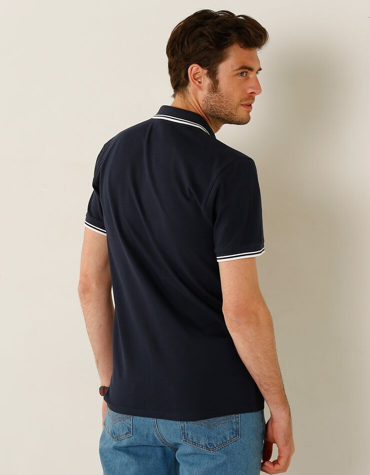 Polo uni maille piquée manches courtes (marine) Polo uni maille piquée manches courtes (marine)