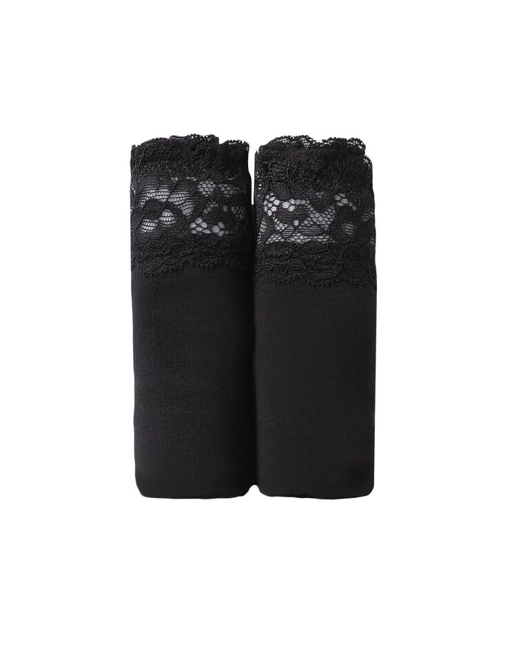 Culotte supermaxi coton stretch ceinture dentelle - lot de 2 (noir)