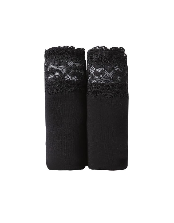 Culotte supermaxi coton stretch ceinture dentelle - lot de 2 (noir) Culotte supermaxi coton stretch ceinture dentelle - lot de 2 (noir)