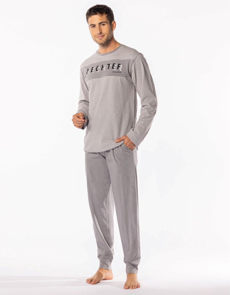 Pyjama rayé manches longues (gris)
