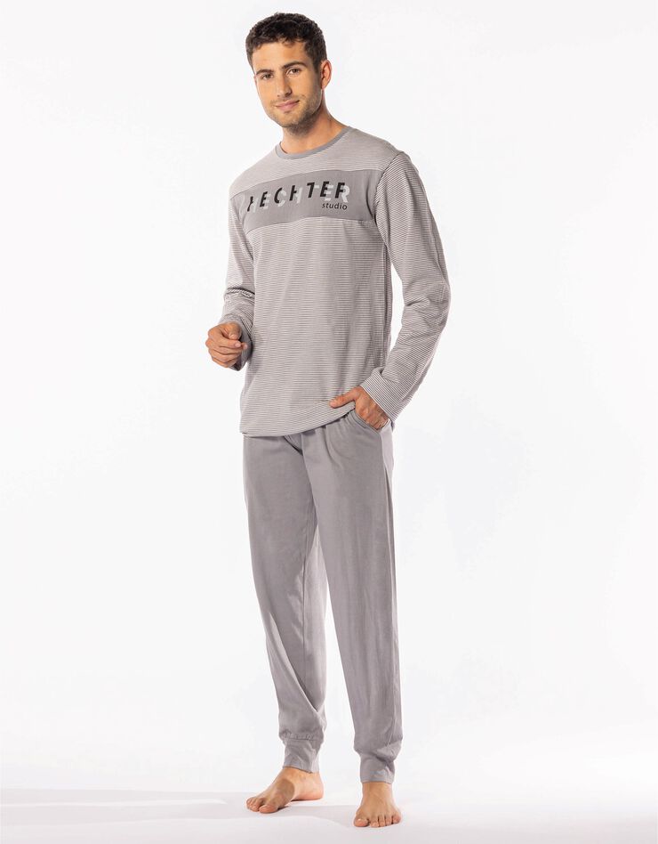 Pyjama rayé manches longues (gris) Pyjama rayé manches longues (gris)