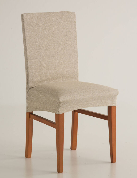 Housse de chaise extensible jacquard chin&eacute; (beige)