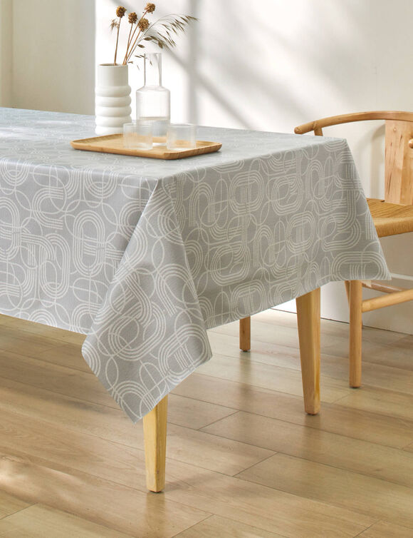Nappe toile cirée imprimé courbes (gris)