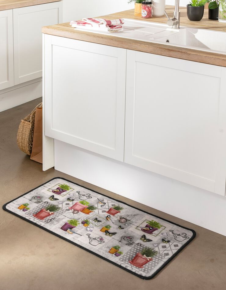 Tapis cuisine motif jardin (unique)