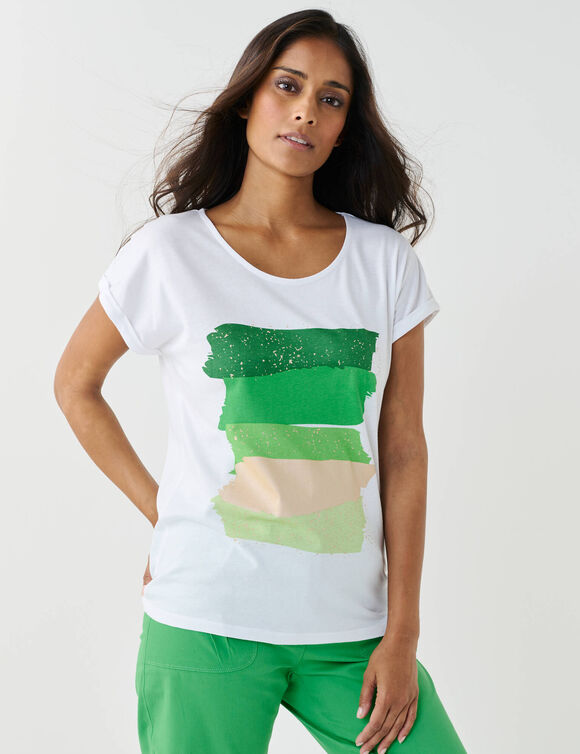 T-shirt boite imprim&eacute; "arty", maille jersey (vert pomme)