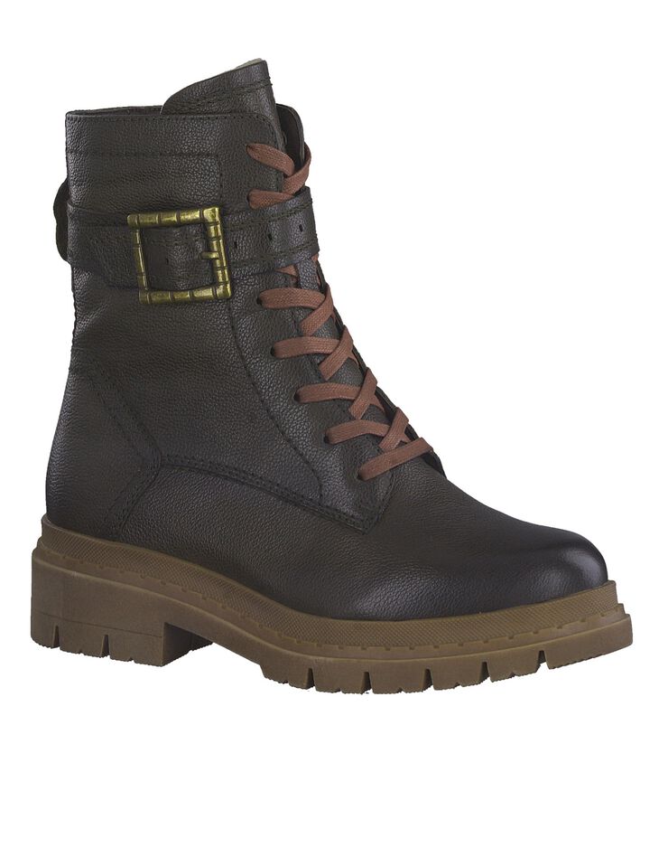 Boots mi-hautes cuir - largeur confort (kaki)