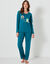 Pyjama en coton imprimé hiboux manches longues  (vert sapin)