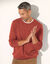 Pull pur coton col rond manches longues (corail chiné)