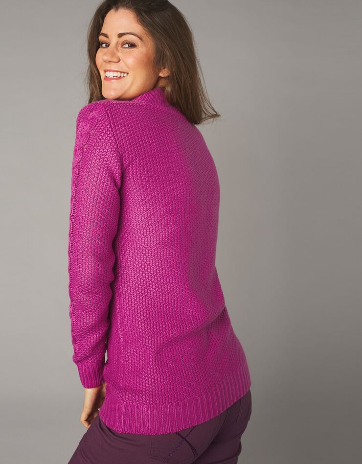 Pull col montant zippé maille torsadée toucher cachemire (violine) Pull col montant zippé maille torsadée toucher cachemire (violine)