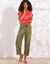 Pantacourt large, viscose et lin (kaki)