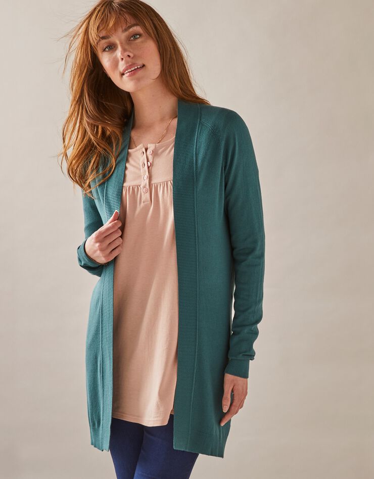 Gilet long porter ouvert (vert grisé) Gilet long porter ouvert (vert grisé)