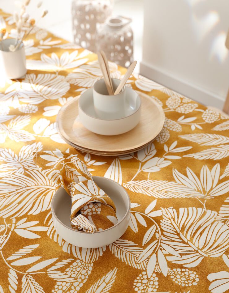 Nappe anti-taches imprimé végétal (jaune)