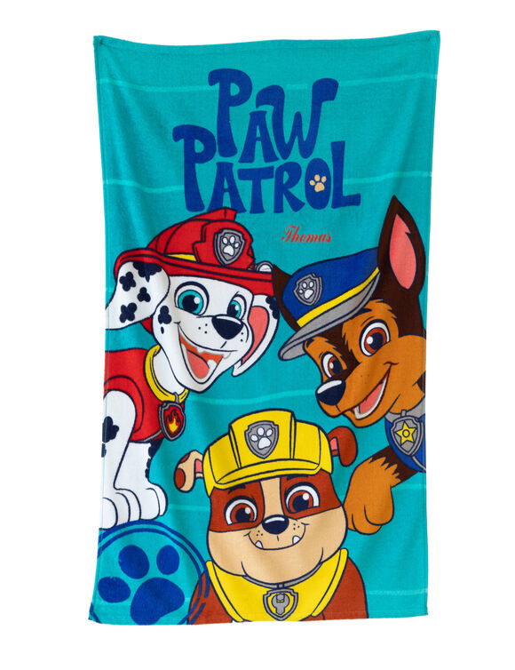 Drap de bain enfant Pat'Patrouille&reg; personnalis&eacute; &eacute;ponge et velours coton - 320g/m2  (bleu)