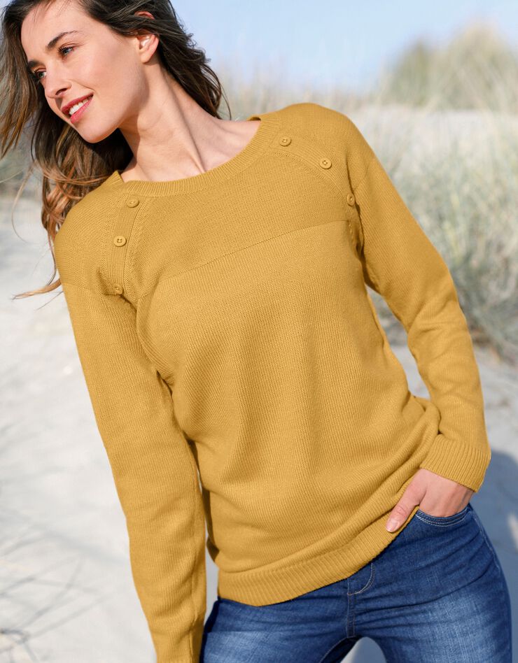Pull marinière manches longues uni (safran) Pull marinière manches longues uni (safran)