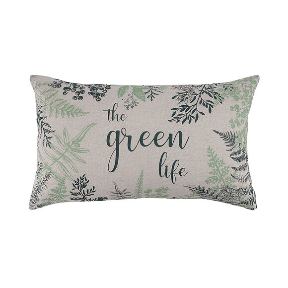 Coussin rectangulaire imprimé fougères (naturel / vert)