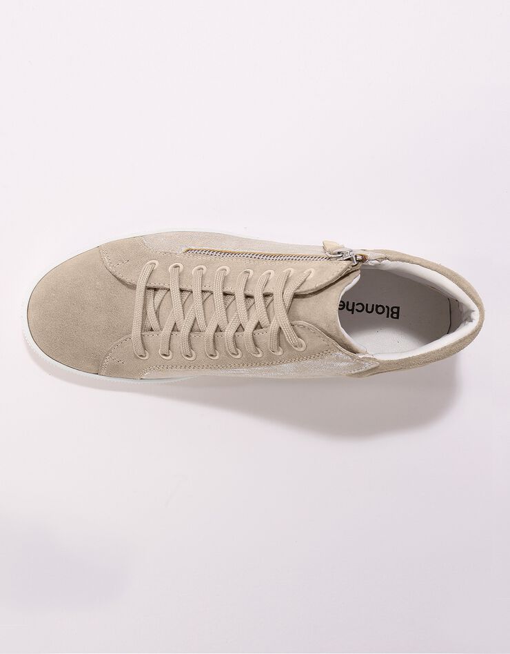 Baskets montantes en croûte de cuir - beige irisé (beige irisé)