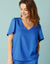 Blouse manches courtes Spécial Petites crêpe uni (bleu dur)