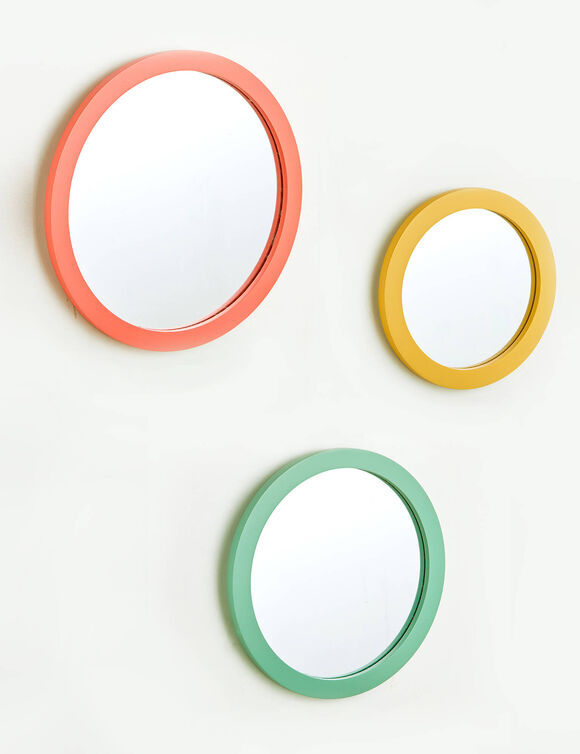 Miroir rond coloré - lot de 3 (jaune/corail/vert)