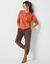 Gilet boutonné manches longues, maille fantaisie (orange foncé)