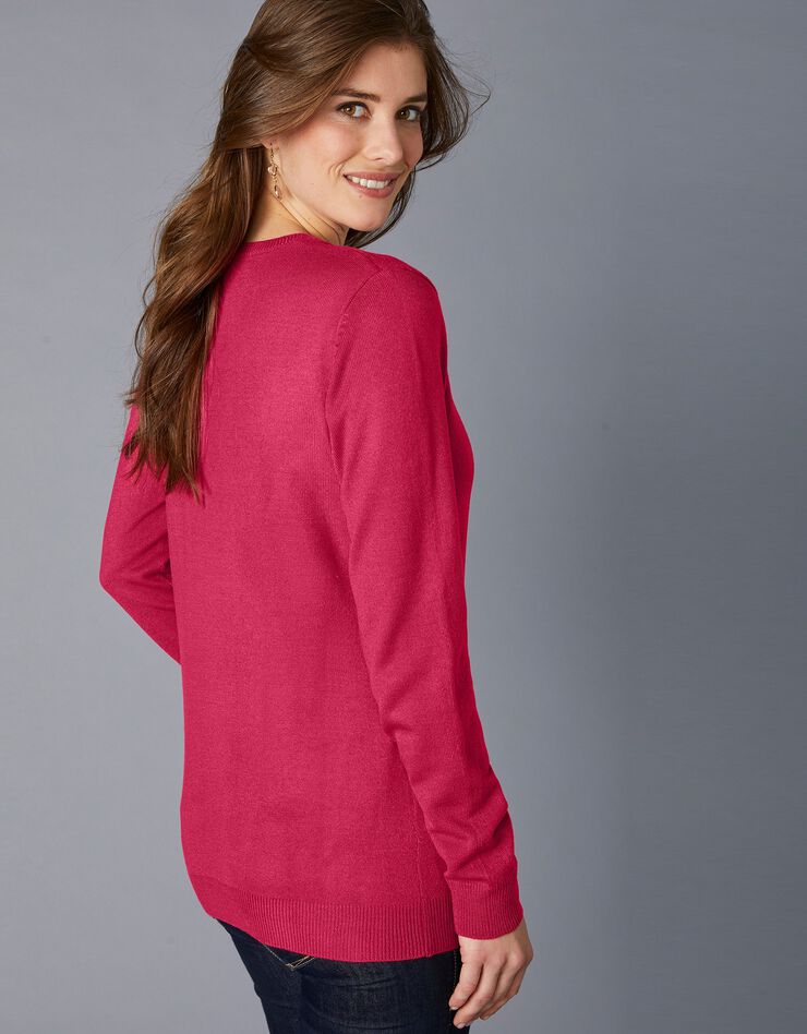 Pull col rond uni toucher cachemire (cerise) Pull col rond uni toucher cachemire (cerise)