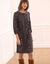 Robe droite manches 7/8ème imprimée (marine / rose)