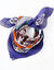 Foulard en voile de coton, imprim&eacute; floral boh&egrave;me (indigo / caramel)