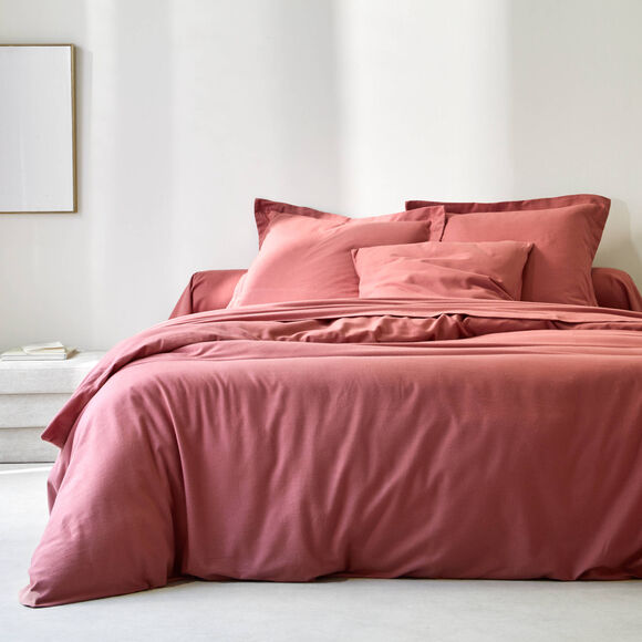 Linge de lit uni flanelle (bois de rose)