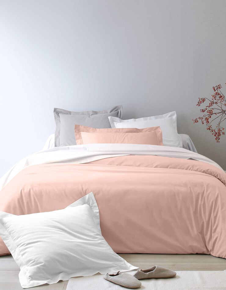 Linge de lit uni percale (rose poudré)