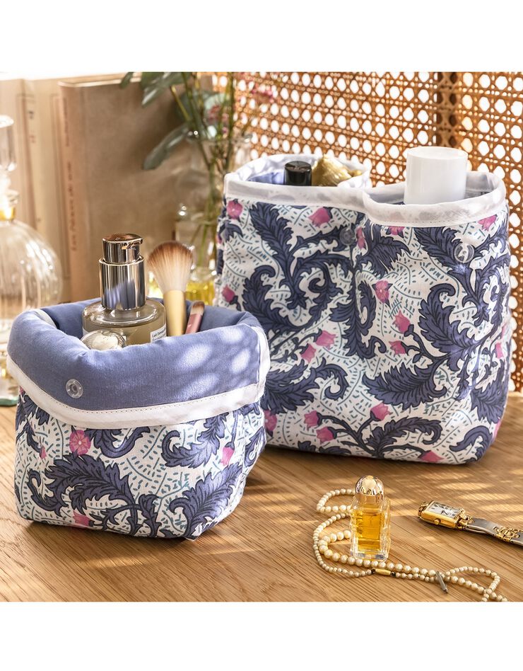 Trousse de rangement matelassée bleue, lot de 2 - collection upcycling (bleu) Trousse de rangement matelassée bleue, lot de 2 - collection upcycling (bleu)