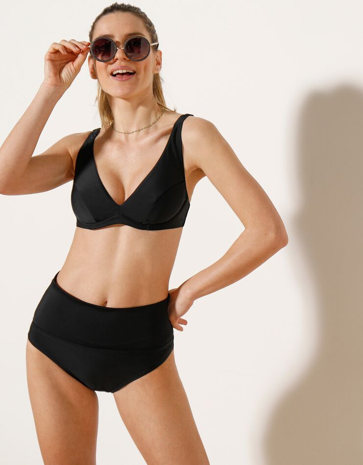 Slip de bain uni sculptant ceinture modulable - Murato (noir) Slip de bain uni sculptant ceinture modulable - Murato (noir)