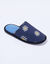 Mules plates souples brodées marguerites (bleu)