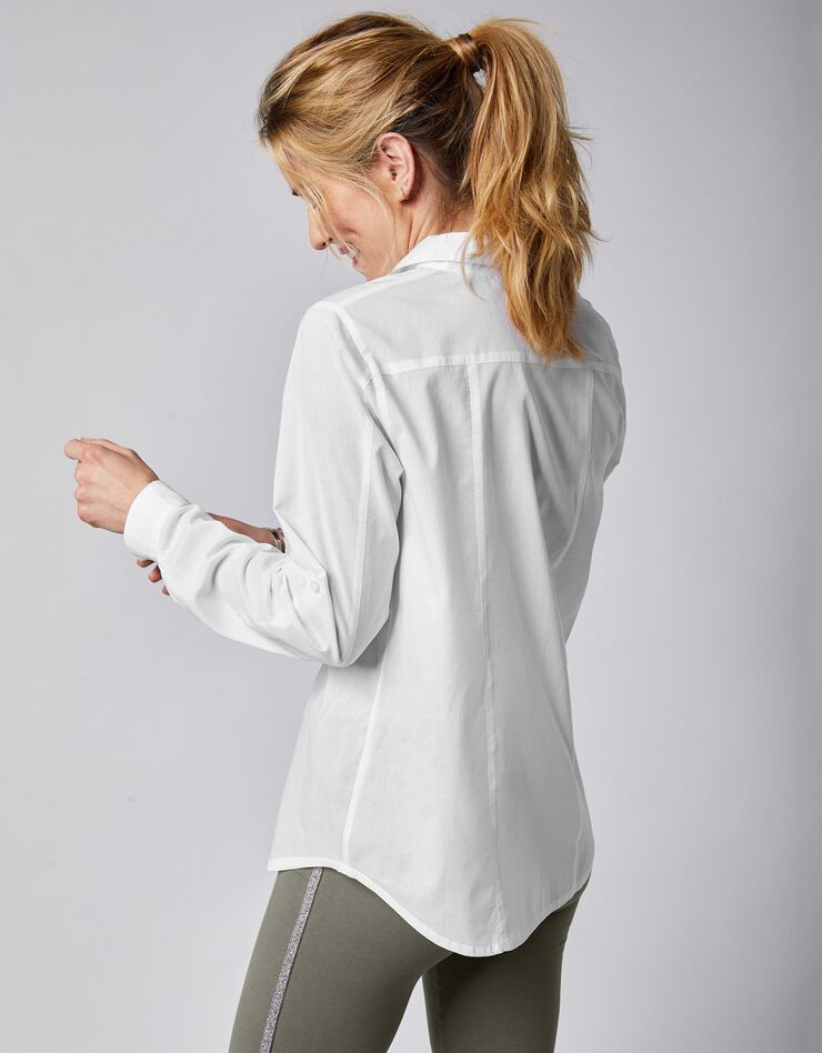Chemisier boutonné coton uni (blanc) Chemisier boutonné coton uni (blanc)