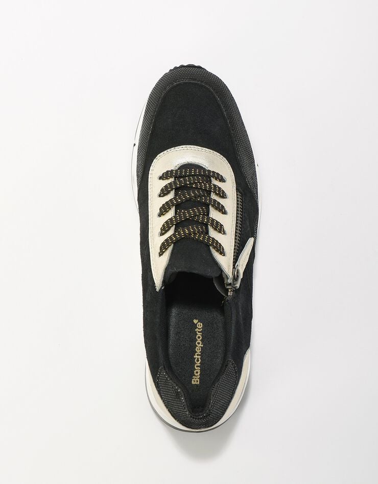 Sneakers à lacets zippées en cuir  (noir)
