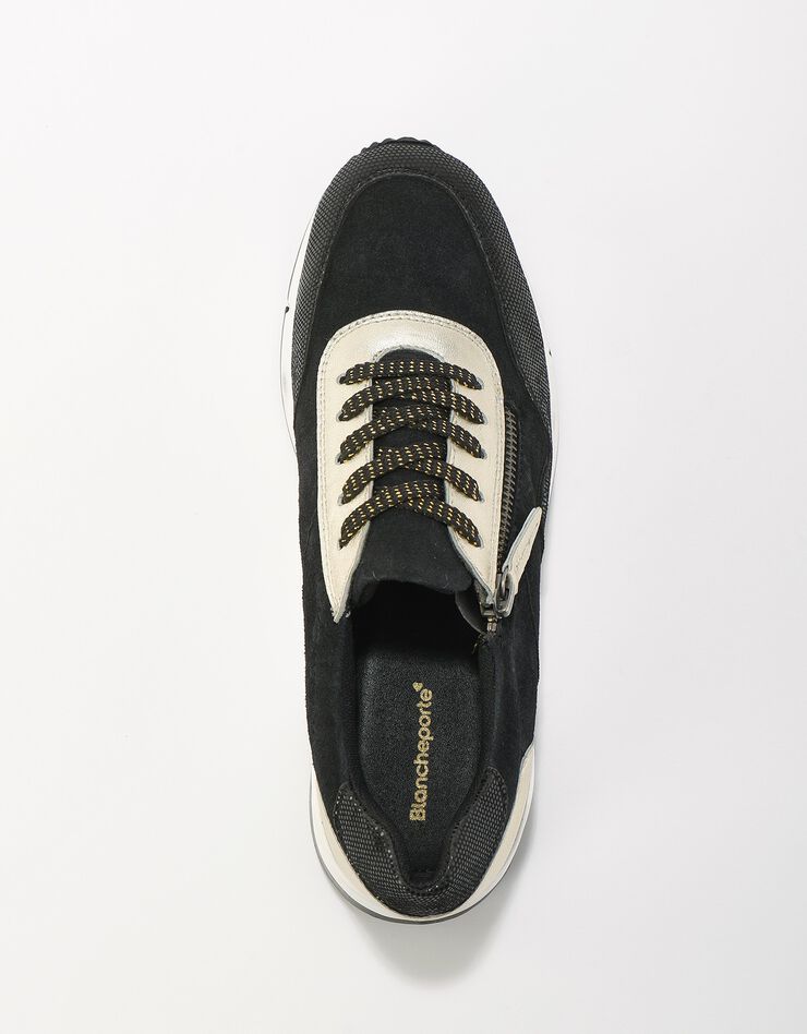 Sneakers à lacets zippées en cuir (noir) Sneakers à lacets zippées en cuir (noir)