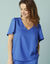 Blouse manches courtes Spécial Petites crêpe uni (bleu dur)