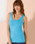 Débardeur bretelles larges uni, coton (bleu turquoise)