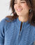 Pull col montant zippé, maille torsadée (bleu jean)