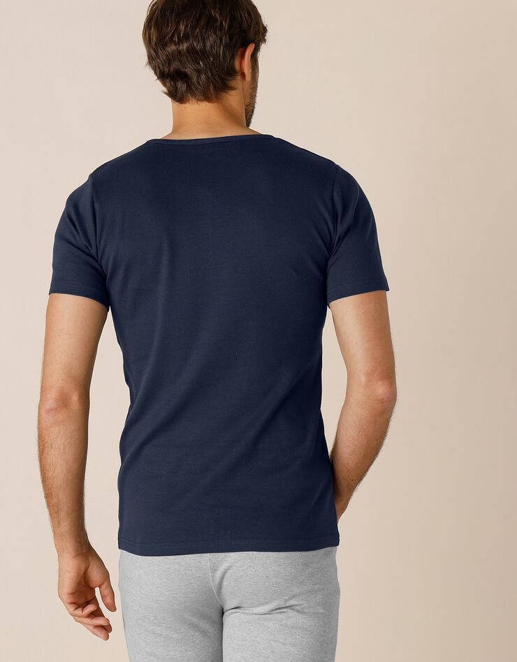 Tee-shirt sous-vêtement homme col rond manches courtes coton - lot de 2 (marine) Tee-shirt sous-vêtement homme col rond manches courtes coton - lot de 2 (marine)