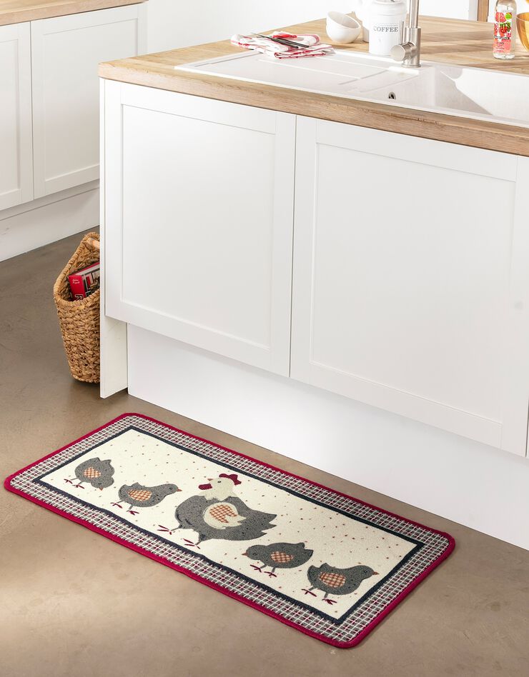 Tapis cuisine motif cocotte et ses poussins (unique)
