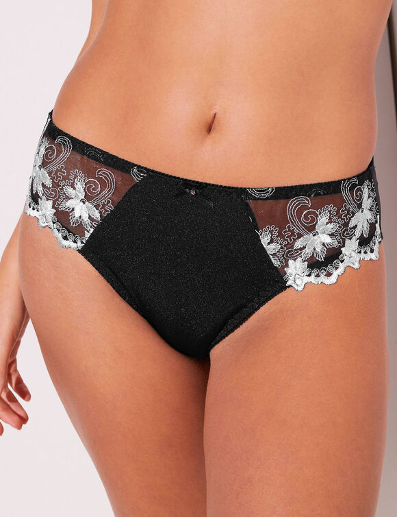 Culotte maille satinée et tulle brodé Calenca (noir)