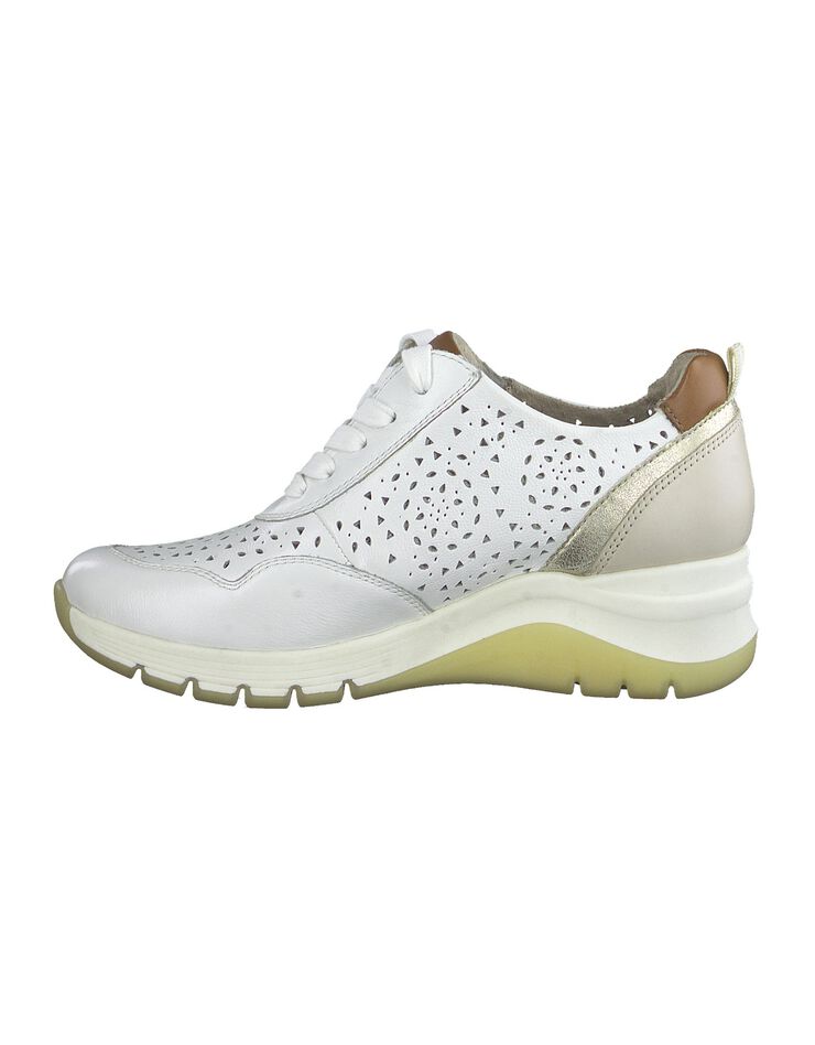 Baskets dessus cuir - largeur confort (blanc / caramel)